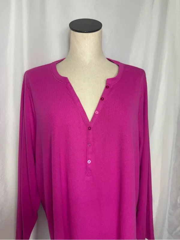 Vigilo Women's Fuchsia casual ribbed Long-Sleeve Top 2x NWT - Image 3