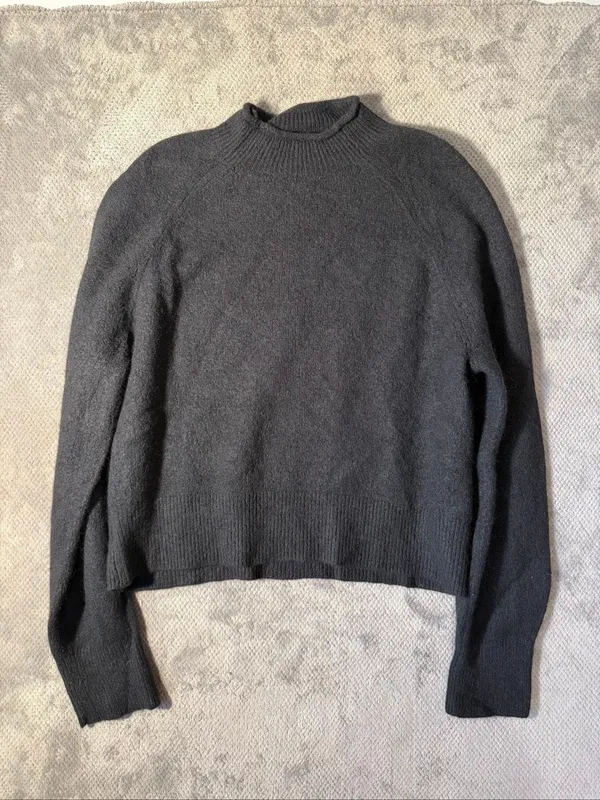 J.Crew Women’s Large Black Merino Wool Alpaca Blend Raglan Mock Neck Sweater - Image 9