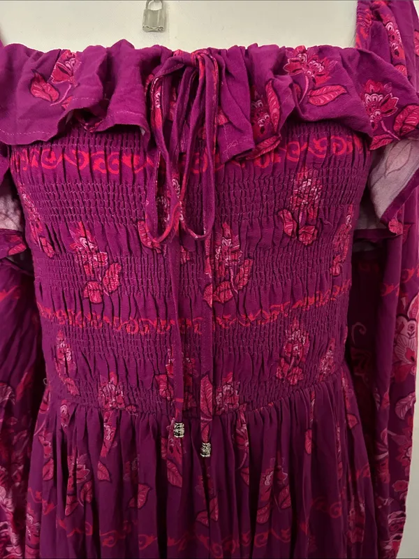 City Chic Size 16 Estelle Print Long Sleeve Multi Colored Pink Floral Maxi Dress - Image 5
