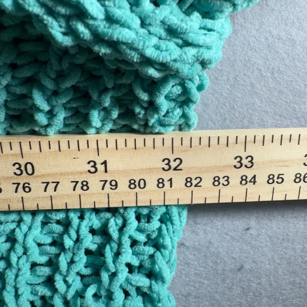 3281 | POL YST410 Chenille Cable Knit Hoodie Sweater Turquoise Boho Women L - Image 5