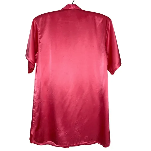 Vintage Victoria's Secret 80s Gold Label Button Satin Pajama Sleep Shirt Petite‎ - Image 4