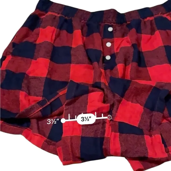 Aerie‎ Red & Navy Blue Buffalo Check High Rise Pajama Shorts Sz M - Image 10
