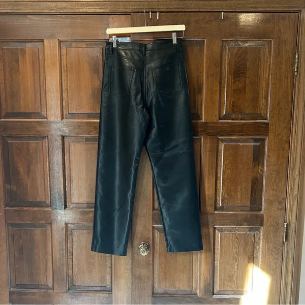 Aritzia Wilfred‎ Melina Black Vegan Leather High Rise Straight Taper Leg Pants 6 - Image 3
