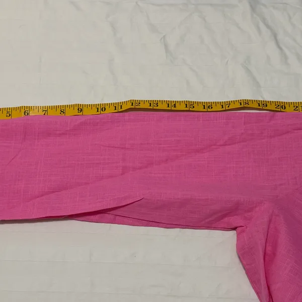 Women's Long Sleeve Button Up Gauze Pink Tunic Top Size Large #260394 - Image 7