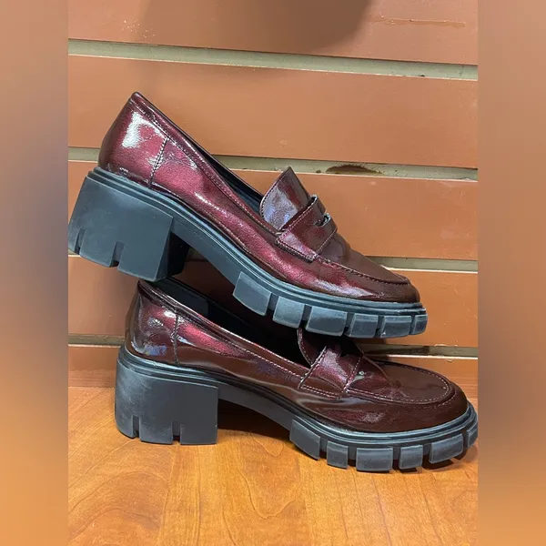 Dylan Red and Black Chunky Platform Loafers - Image 4