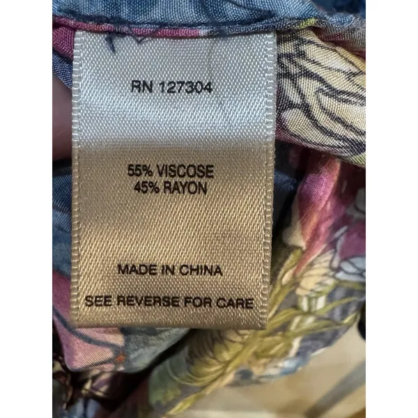 John Mark women's mixed-print button-front tunic‎ Size Large Silky Floral Boho - Image 6