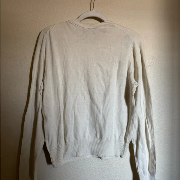 GAP Crewneck Cardigan‎ Sweater Size Large Cream NEW Office Business - Image 5