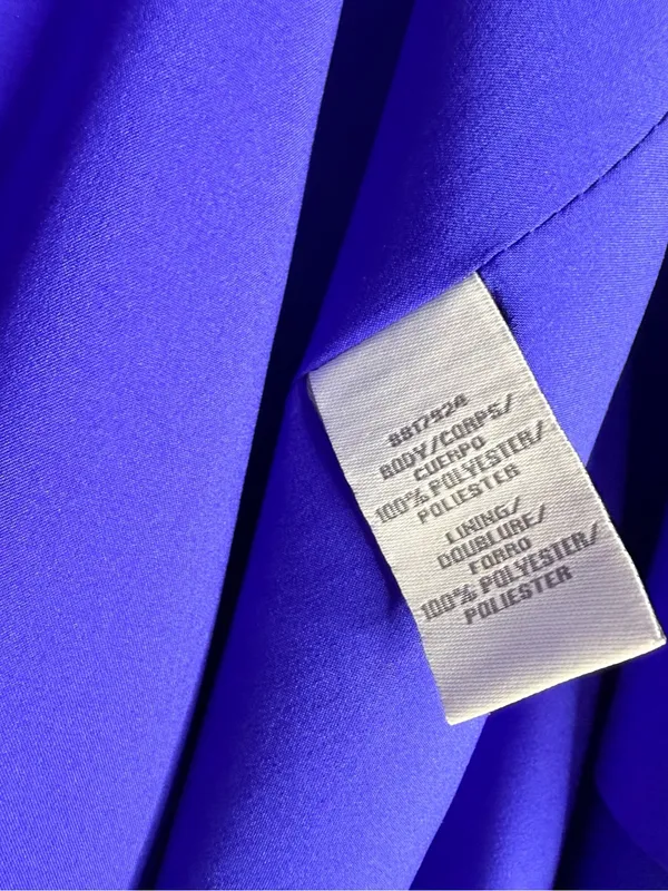 THEIA Size 4 Royal Blue Formal Maxi Dress Draped Sleeve Ruched Waist - Image 6