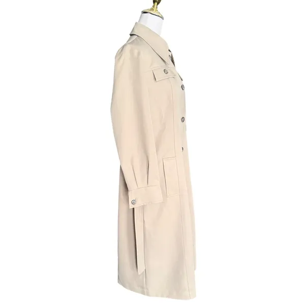 Vintage 70s Tan Beige Longline Belted‎ Trench Coat Duster Jacket Womens - Image 6