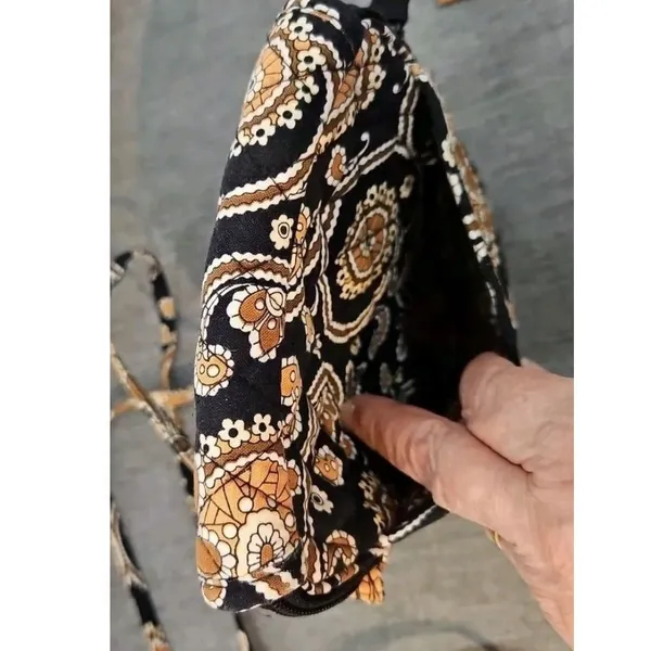 Vera Bradley Caffe Latte Mini Hipster Small Brown/Black Crossbody Bag Purse - Image 3