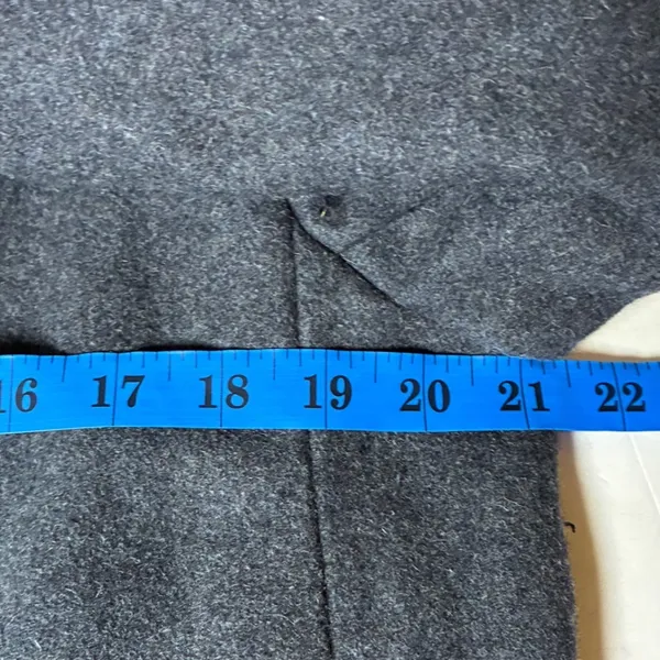 Vintage Wool Double Breasted Overcoat Longline Notched Lapel Grey Sz 16 Classic - Image 7