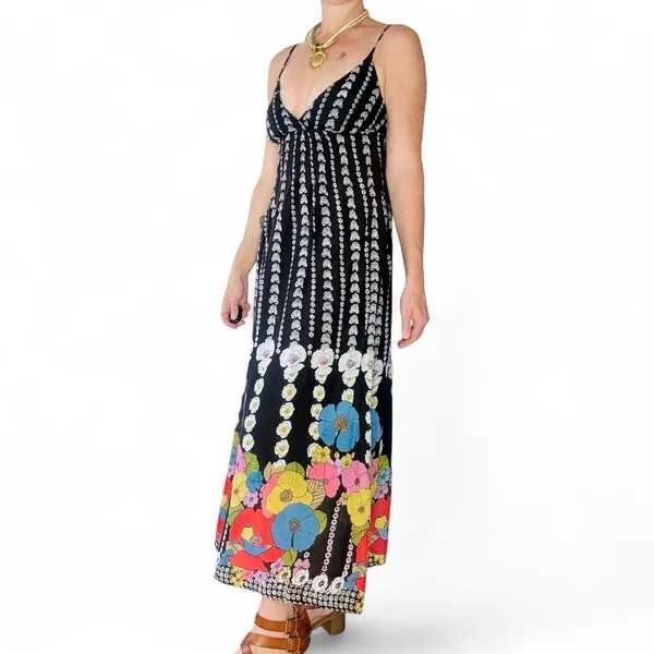 Derek Heart Black White Colorful Floral Sleeveless Maxi Dress - Image 2