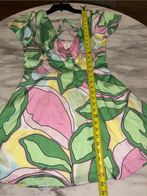 Gianni Bini NWT Pastel Abstract Print Open Back Mini Dress Size Medium - Image 3