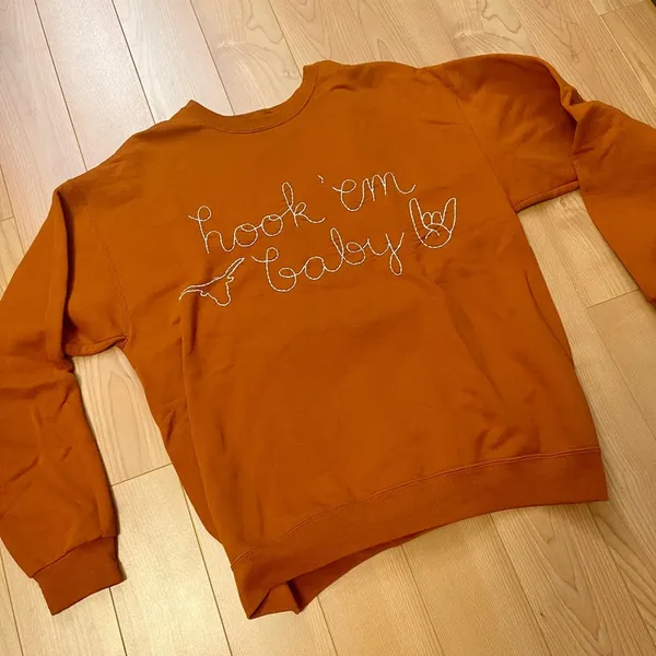 Texas Longhorns Hook ‘em Sweatshirt Orange Size M - Image 6