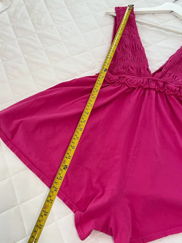 Anthropologie Pink Babydoll Romper XS Boho Coquette Beachy Flowy Mini Dress - Image 7