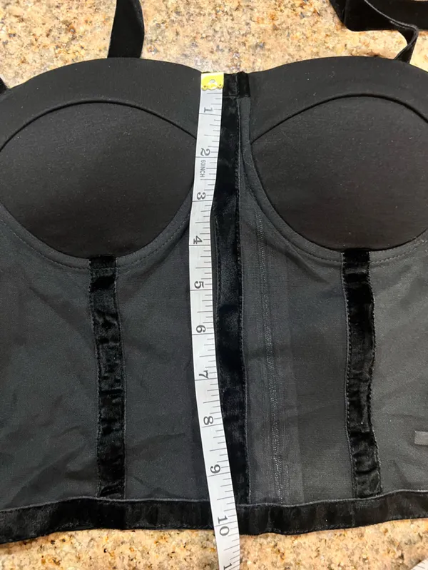 Commense Sheer Mesh Tie-Shoulder Corset Crop Top Black Size Small NWT - Image 9