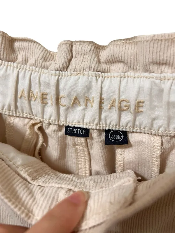 American Eagle Barrel Corduroy Pants 8 Cream - Image 4
