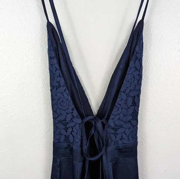 Showpo Navy Inspired Tribe Plunge Neckline Maxi Lace Open Leg‎ Dress Size US 6 - Image 8