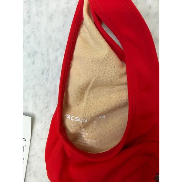 PacSun Swim Womens XXS Red Scoop Neck Tie Back Bikini‎ Top 0325-060 NEW - Image 6
