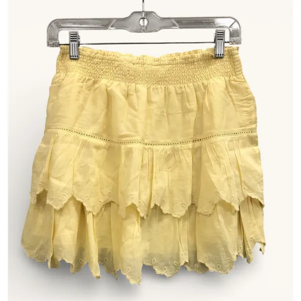 LoveShackFancy Smocked‎ Ruffle Mini Skirt Yellow Womens 8 Cottagecore NWT - Image 2