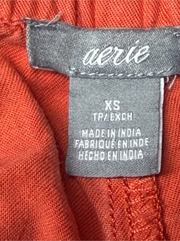 aerie Rust Red Frayed Hem Athletic Shorts - Image 5