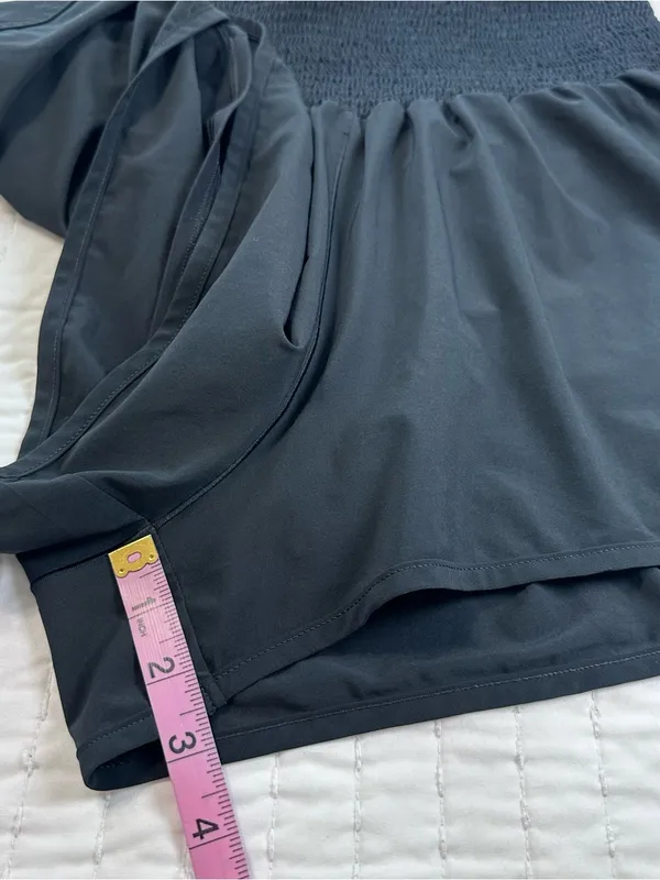 Offline By Aerie Black Smocked Waistband Running Athletic High Waist Shorts - Image 5