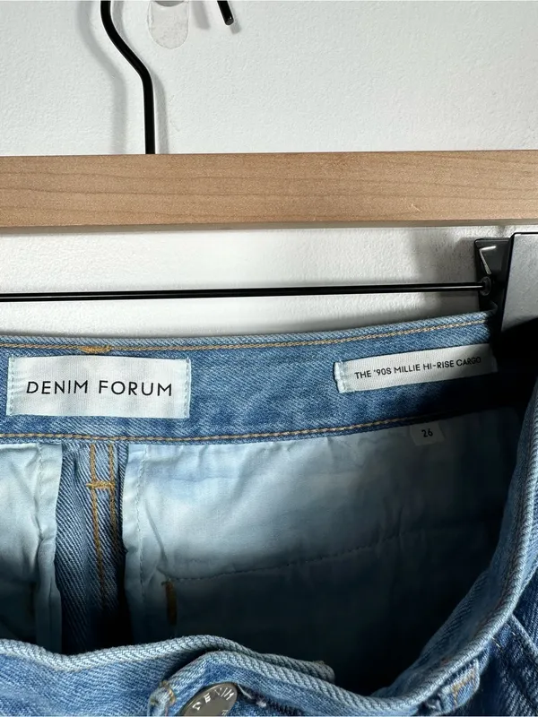 Aritzia Denim Forum 90s Millie Hi Rise Cargo Jeans 26 Blue‎ Wide Leg Y2K - Image 11