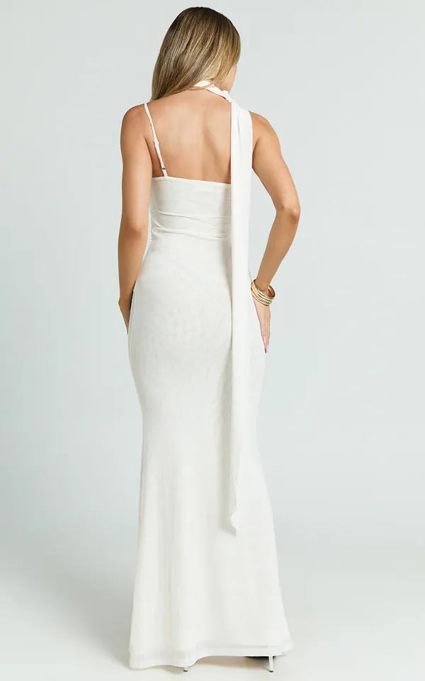 New Showpo Larson Maxi Dress Asymmetric Tie Neck Column Dress Small MSRP $129 - Image 4