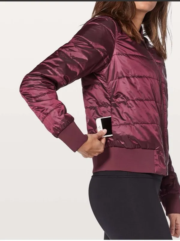 lululemon Non-Stop Reversible Bomber Jacket - Redwood (Merlot) - 4 - Image 4