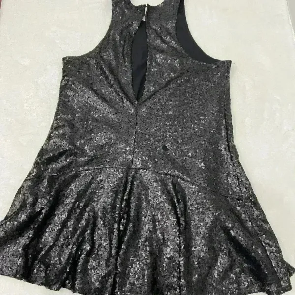 Free People blue sequin liquid shine mini dress M concert cocktail party - Image 10