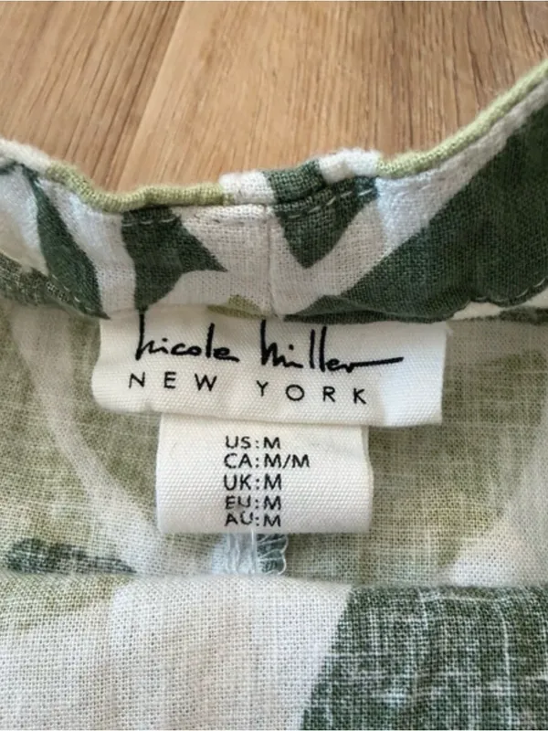 Nicole Miller Green Floral Linen Blend Tank Shift Dress - Image 3