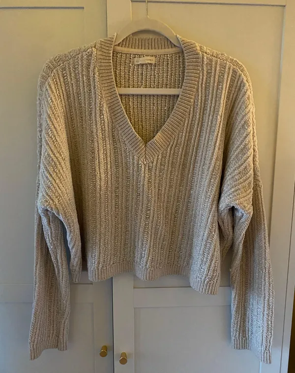 LA Hearts Ivory Cream Crop Sweater - Image 3