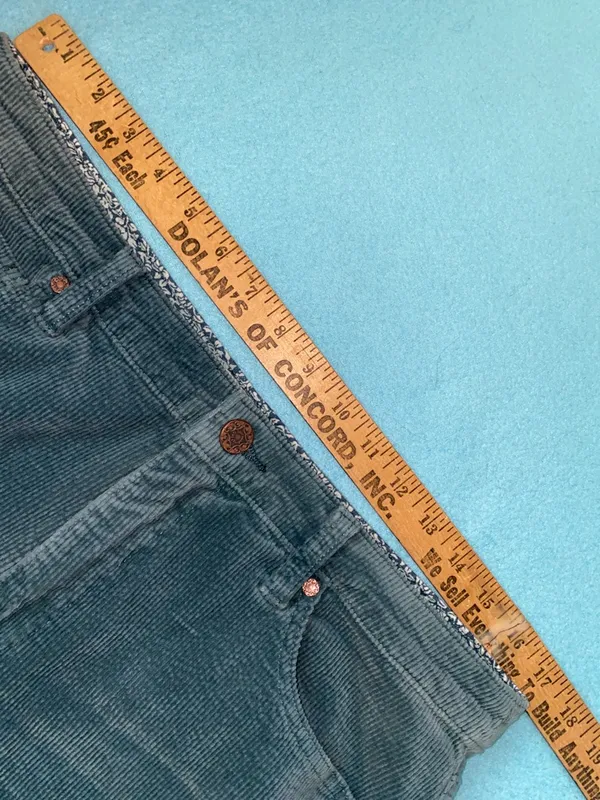 SOFT SURROUNDINGS Corduroy green teal straight leg button zipper closure size 14 - Image 7