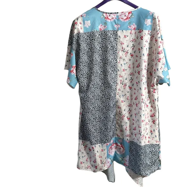 Kimono with floral print Blue Size XXL - Image 8