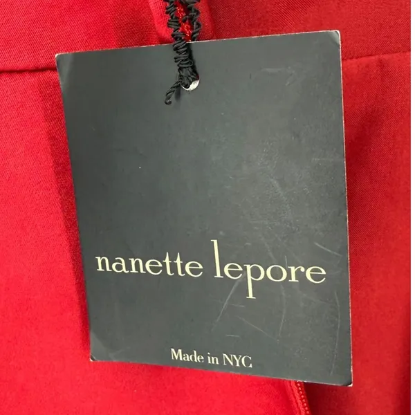 NWT Nanette Lepore Women's Scarlet Red Lace Up V-Neck Satin Sheath Dress Size 4 - Image 4