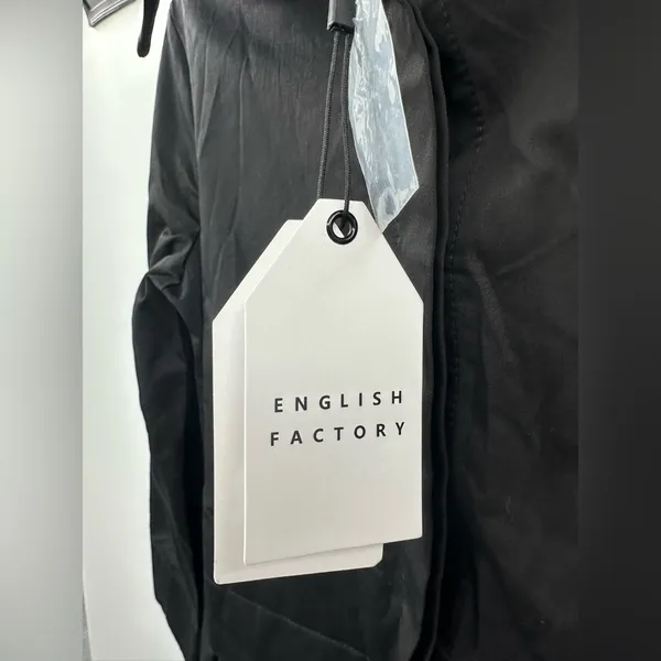 English Factory NEW Black Mini Shirt Dress Cotton Size‎ Medium - Image 5
