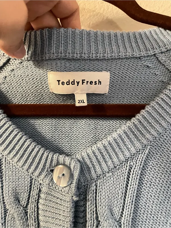 Teddy Fresh Giddy Up Button Up Cardigan Baby Blue Size 2XL - Image 3
