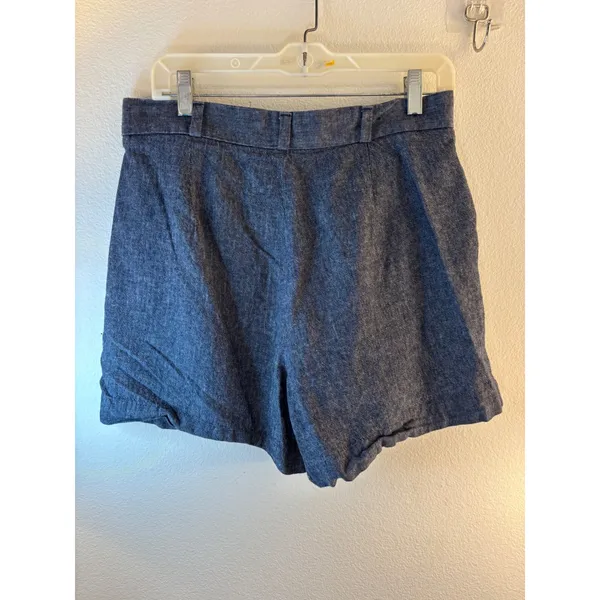 Banana Republic Blue Herringbone Chambray Linen Cotton Shorts Size 8 4in Inseam - Image 8