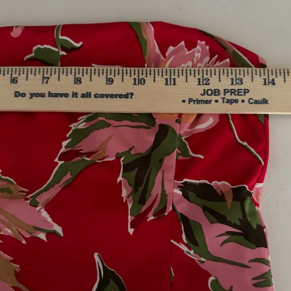 Helen Wang New York Red Tropical Floral Strapless Midi Sheath Dress Size 4 - Image 7