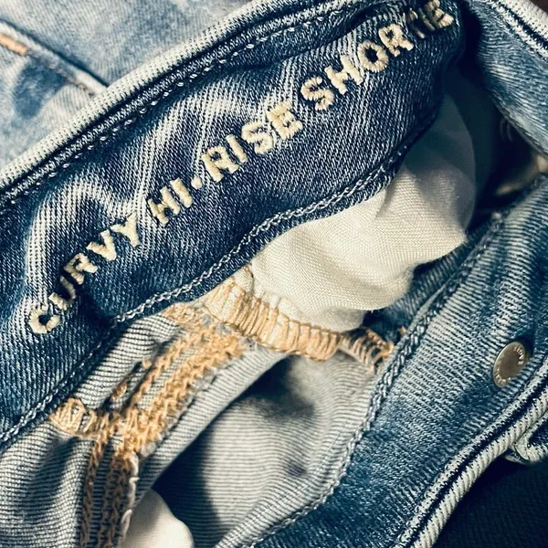 Size 4 American Eagle Curvy High Rise Denim Shorts Women's Distressed Stretch Ac - Image 8