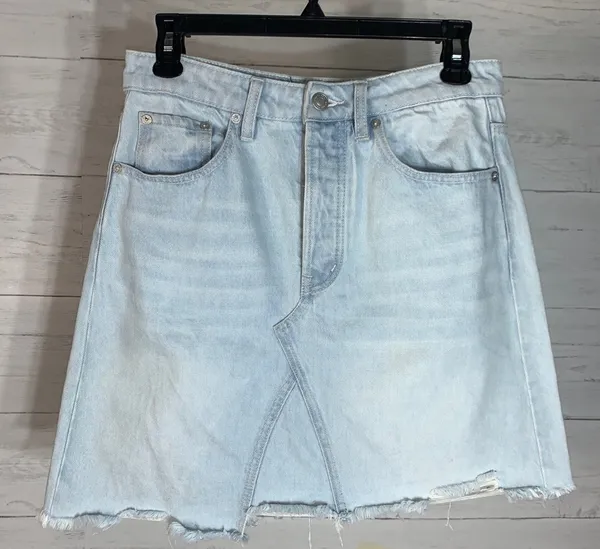 We the Free Going Rogue Distressed Denim Jean Skirt Size 27 - Image 3