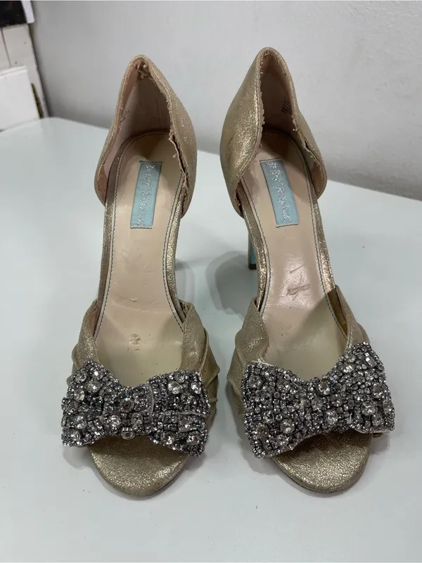 Vtg Y2K Betsey Johnson Rhinestone Glam Coquette Gown Leather Heels Women 8.5M - Image 2