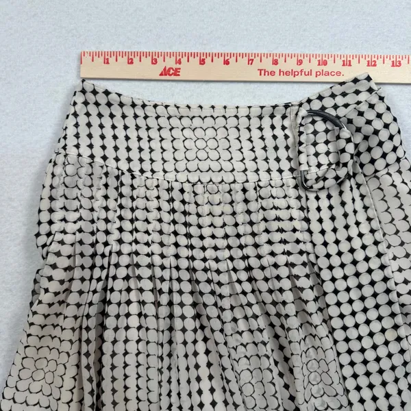Reiss Jorja Skirt Womens 0 Black Cream Geometric Pleated Buckle Midi Lined‎ - Image 5