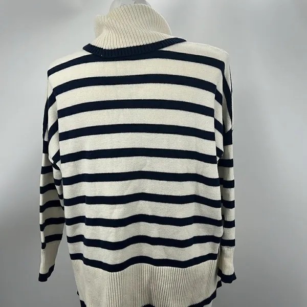 Loft medium striped long sleeve cotton poly blend sweater - Image 5