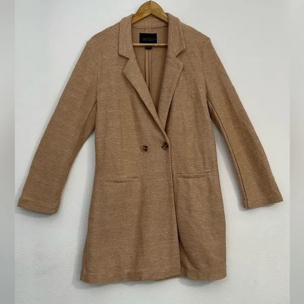 Sanctuary Carleton Cotton Blend Tan Blazer Modern Tailored Suit Jacket M - Image 8