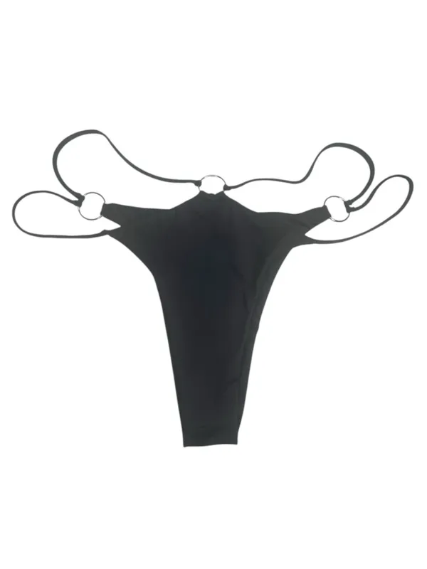 new Frankie’s Bikinis ↯ Kailyn Skimpy Ring Detail Bikini Bottoms ↯ Black ↯ Large - Image 12