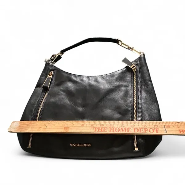 MICHAEL Michael Kors Matilda Pebbled Leather Shoulder Bag / Hobo in Black - Image 6