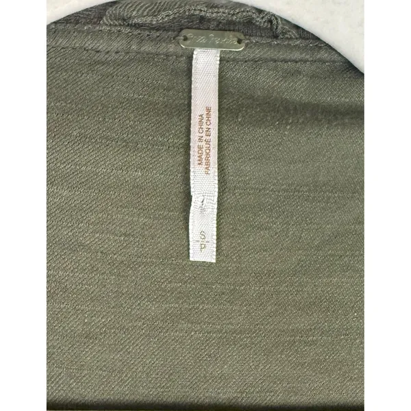 Free People Wrap Hoodie Womens S Green Hooded Military Fringe Button Lightweight - Image 3