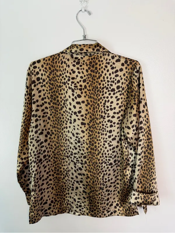 Victoria's Secret Leopard Print Satin Pajama Set VINTAGE Y2K XS - Image 2