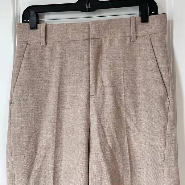 Zara Wool Blend Brown‎ Cropped Pants High Waist Straight Leg Trousers Small - Image 3